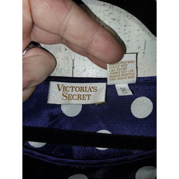 Victoria’s Secret Polka Dot Silky Nightie Bkue Polka Dot Gold Label Small - Picture 4 of 6